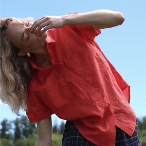 Power of my People Rust Wayward Fit Ss button up shirt, size xxs